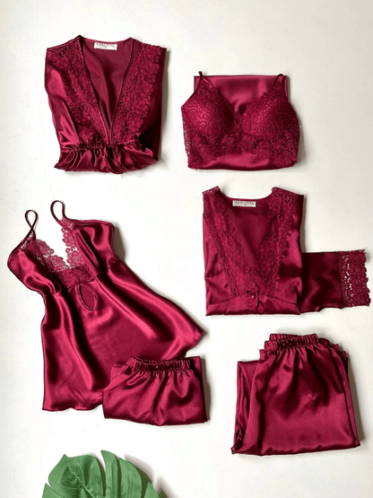 6-Piece Turkish Satin Nightgown Set | Soft, Elegant & Comfortable
