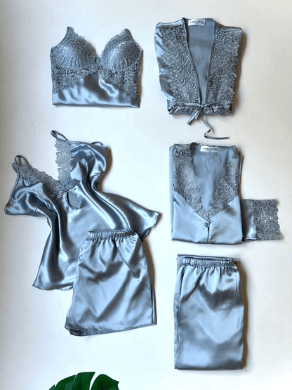 6-Piece Turkish Satin Nightgown Set | Soft, Elegant & Comfortable